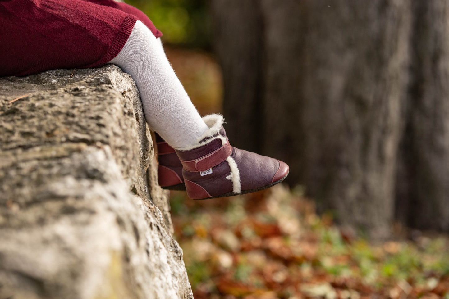Babystiefel mit weichen Pfoten - Burgunder