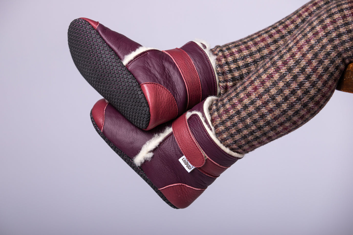 Babystiefel mit weichen Pfoten - Burgunder
