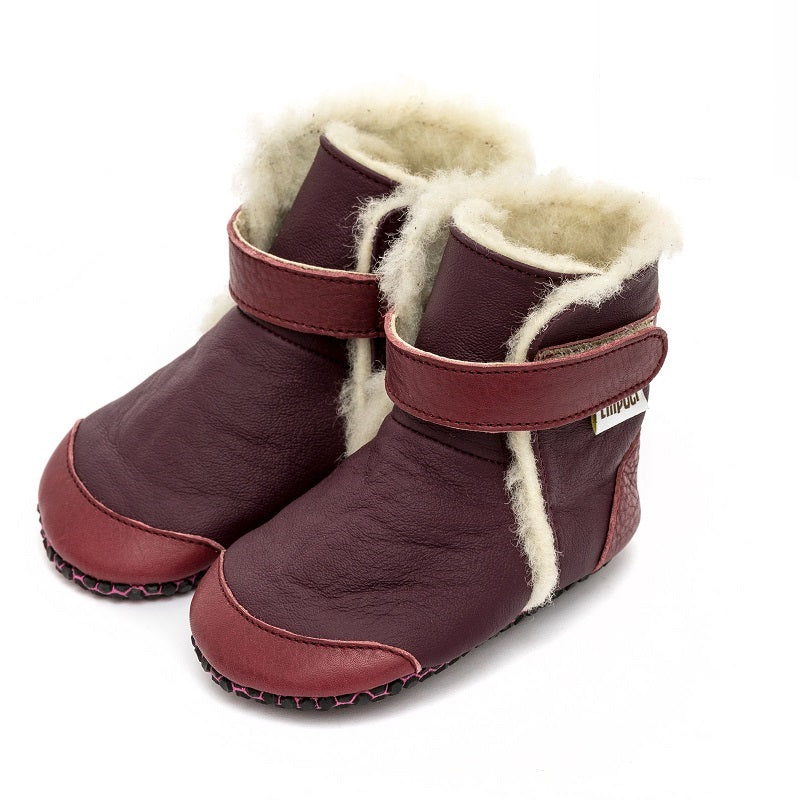 Babystiefel mit weichen Pfoten - Burgunder