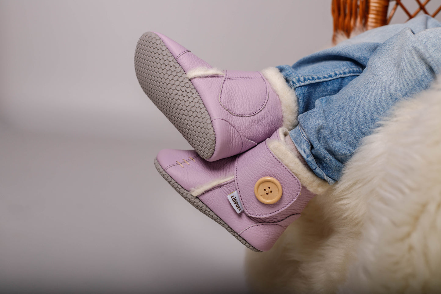 Babystiefel mit weichen Pfoten - Lavendel